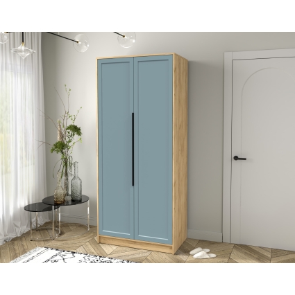 Шкаф распашной Тренд КТ-Ш2 (Дуб золотой ЛДСП/ Океан ЛМДФ) Ш918 В2128 Г547